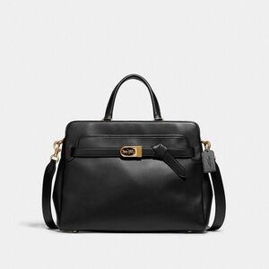 Coach Tate 38 Carryall Black Glovetanned Leather with Gold Brass Hardware